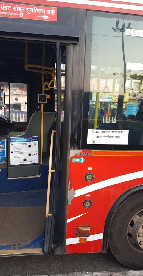TMT bus with thermal scanner. Picture via Pankaj's Instagram.