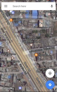 A Google Maps Screenshot of the Junction of Mangammapalya Main Road and Hosur Road at Bommanahalli.