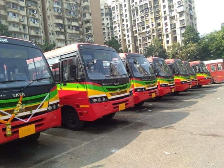 Tata CNG buses at Mumbai Central Depot
