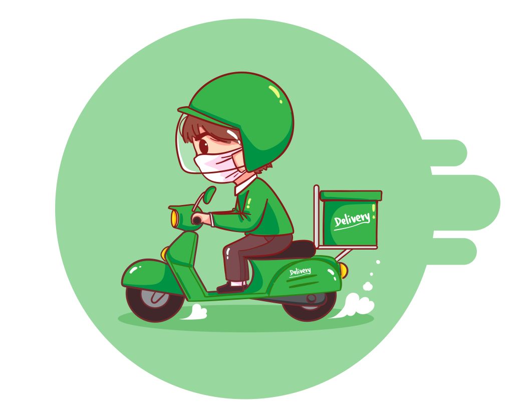 Food Delivery Man on Motorcycle by mamewmy