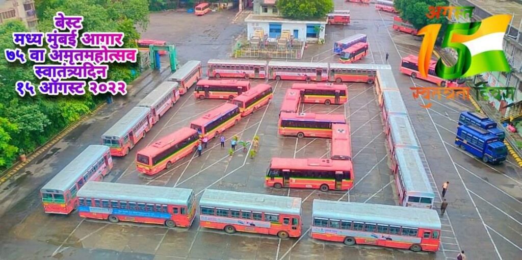 BEST buses at Mumbai Central Depot parked to form the number 75