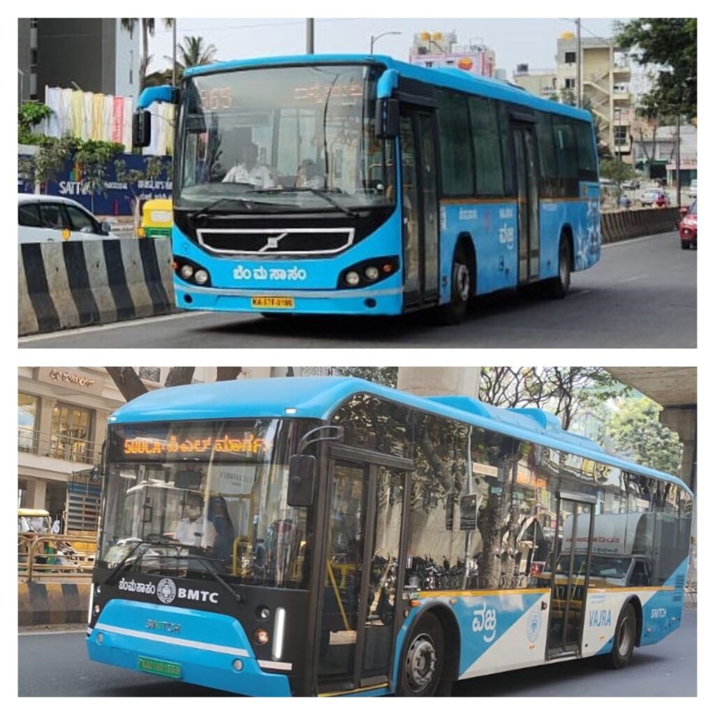 (Top) A BMTC Volvo bus using the standard LED display format
(Bottom) A BMTC Switch bus using the standard LED display format